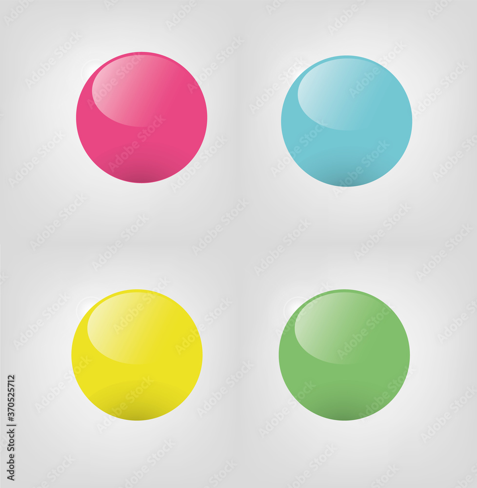 3d vector different colored glossy balls collection. Shiny round objects illustration