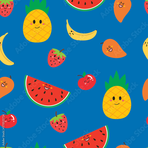 Seamless pattern cute smile fruit for fabric pattern, fabric print, textile, gift wrapping paper