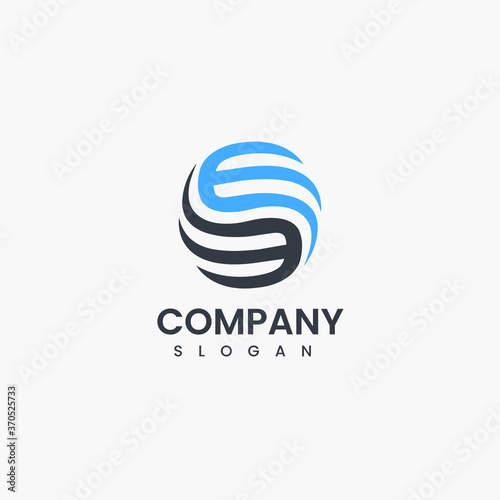 Letters E E, joint logo icon . rounded logo, Blue, Gray, color on white background.