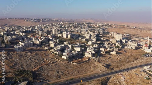 Palestine Hizma Town in North Jerusalem, Aerial view
Hizma Town in Palestinian Authority, Drone view
 photo