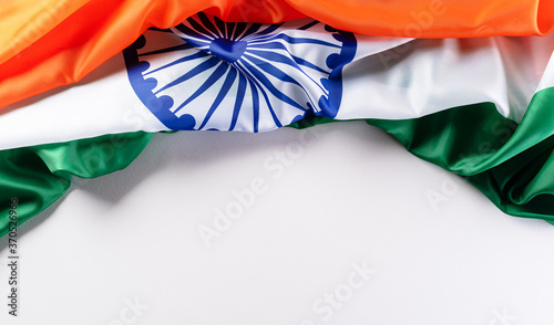 Indian Independence Day celebration background concept. Indian flag on white background for Republic Day and Independence Day.
