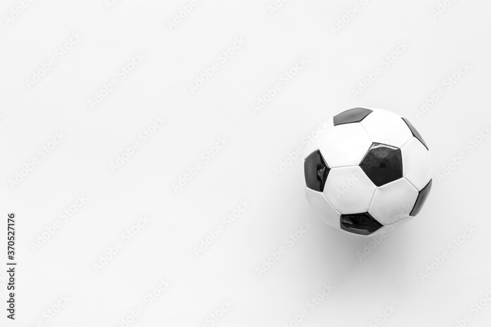 Football ball on white background top view copy space