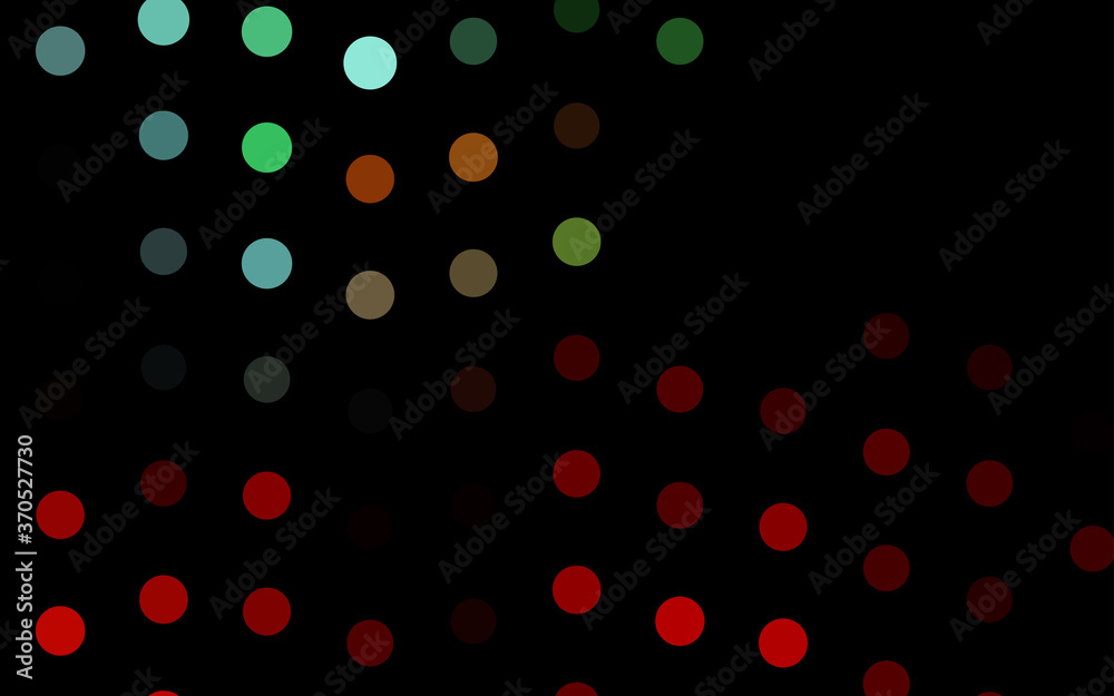 Dark Green, Red vector texture with disks.