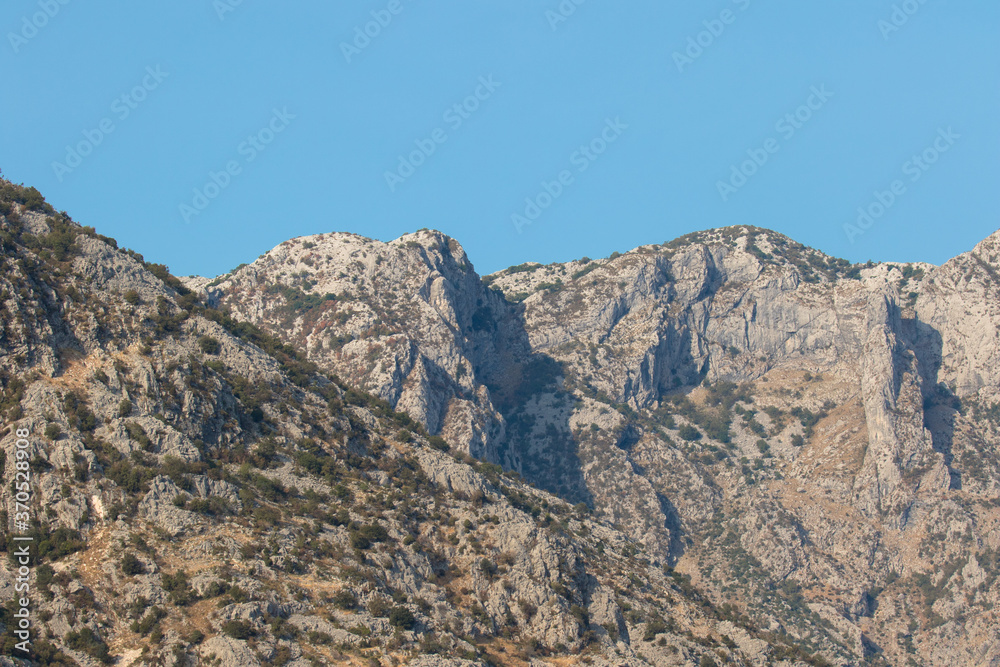 View of the picturesque mountains around the bay of Kotor, Montenegro