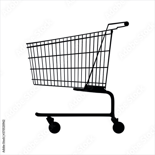 shopping cart vector silhouette trolley isolated on white background illustration 