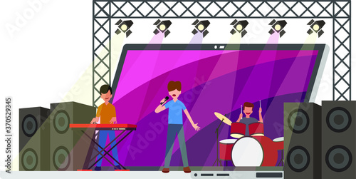 Illusration of online concert on laptop