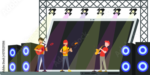 Illusration of online concert on laptop