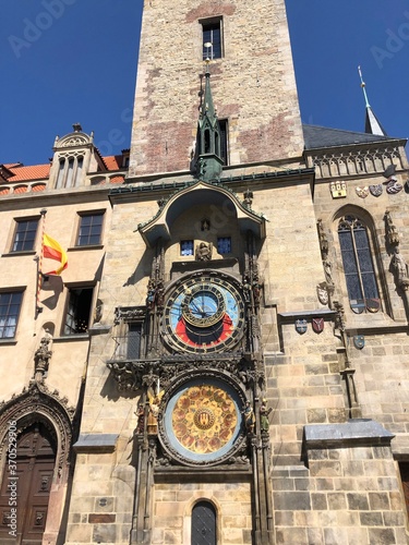 Photography Prague, Czech Republic - July 23, 2020: The medieval Prague Astronomical Clock,