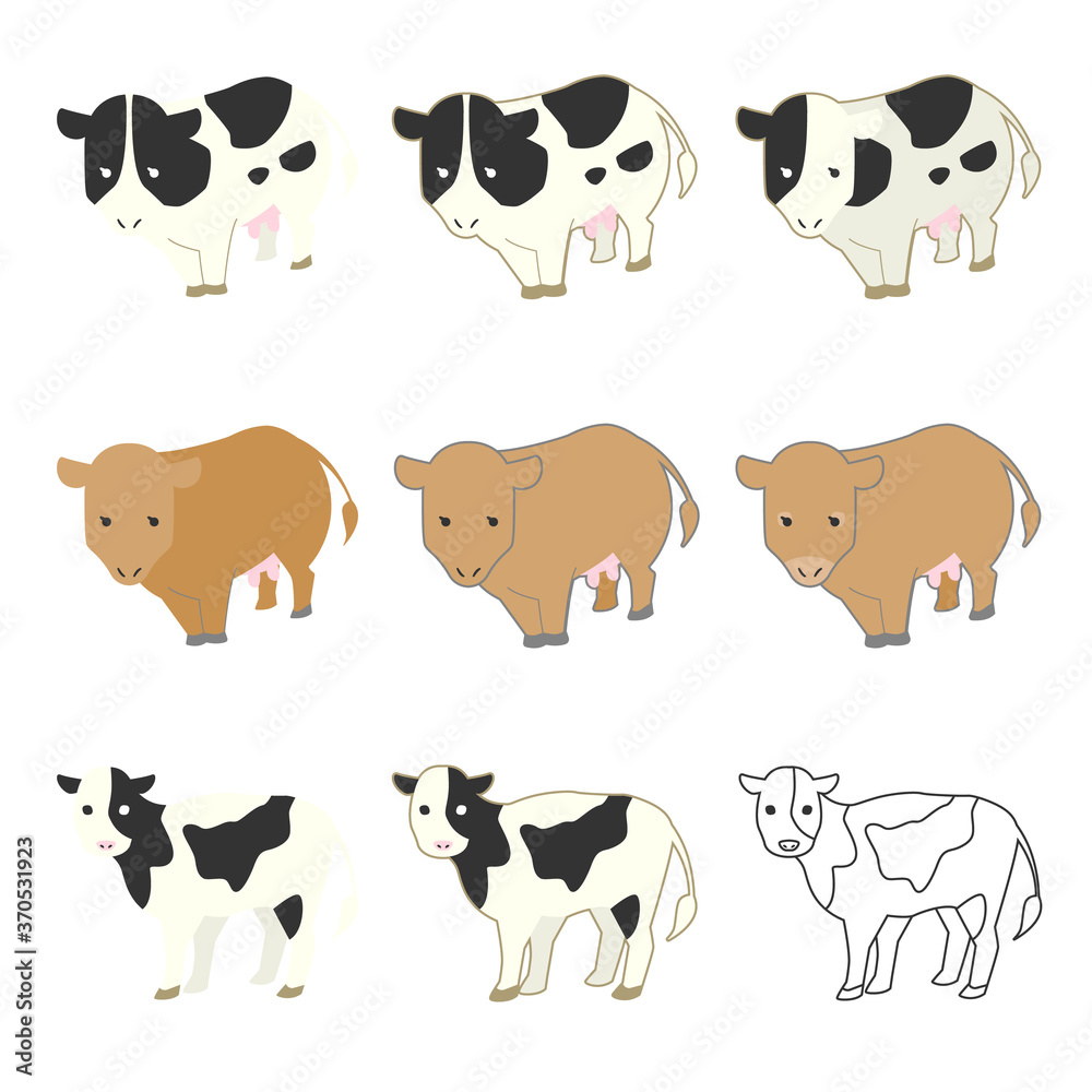 Obraz premium 牛イラスト