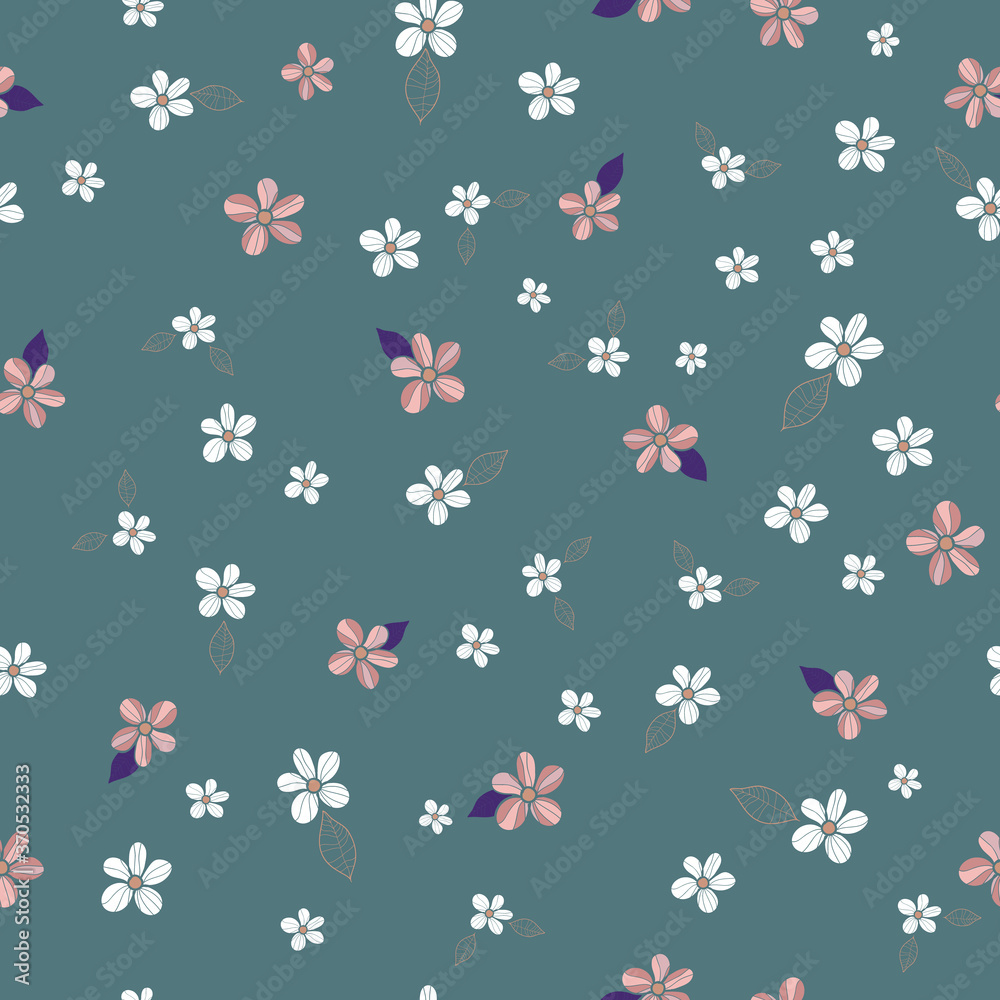 Scattered ditsy floral seamless pattern background