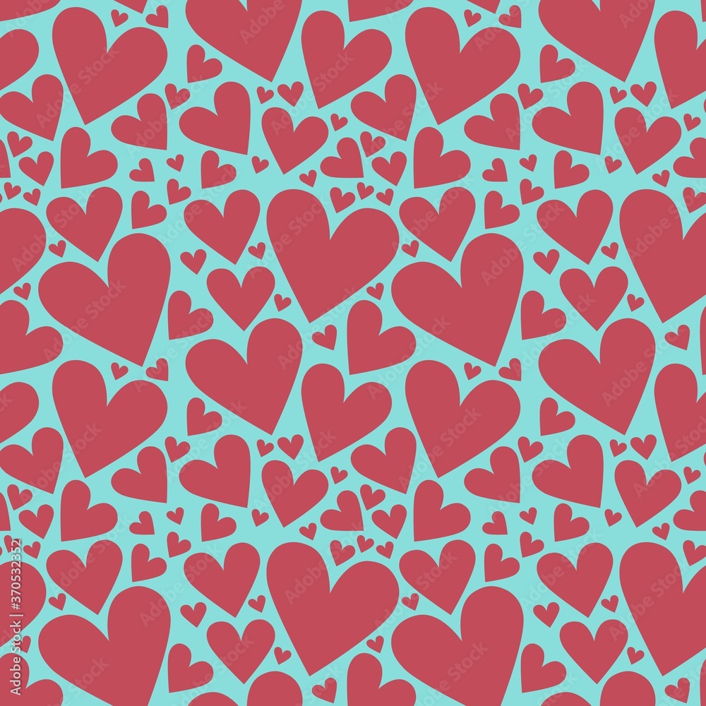 Vector seamless pattern of hearts for Valentine's Day. Background.