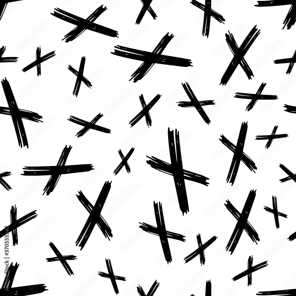 Seamless pattern with hand drawn cross symbols