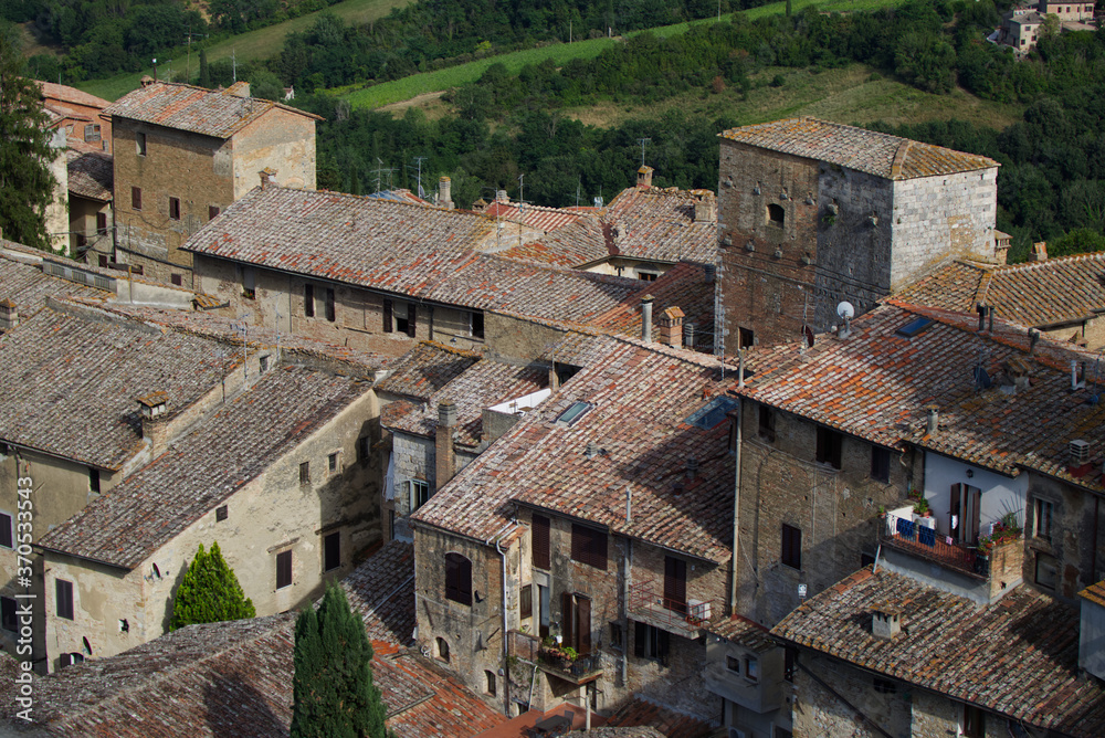 View of the town of San Gimignano from the top of one of the towers