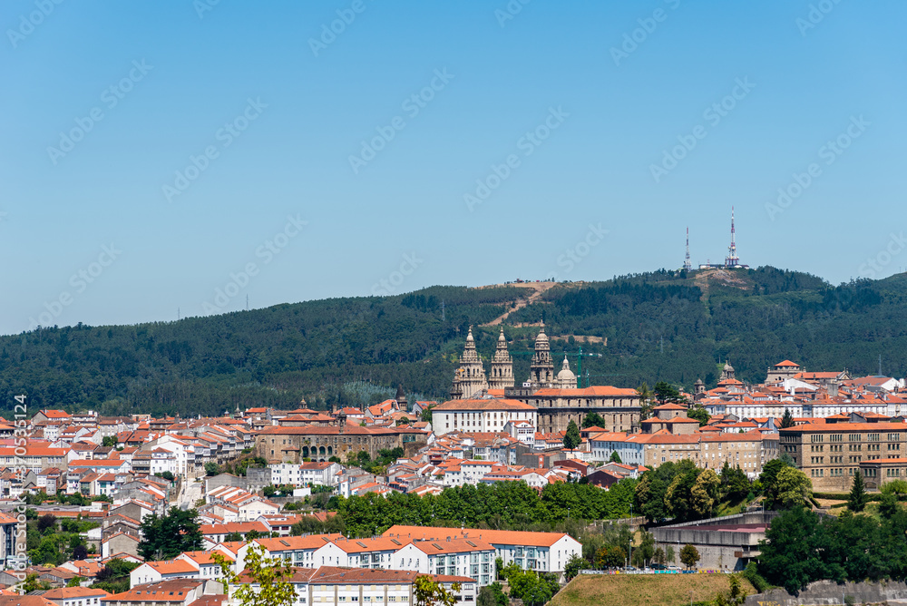 Panoramic view of Santiago de Compostela in Galiza, Spain.