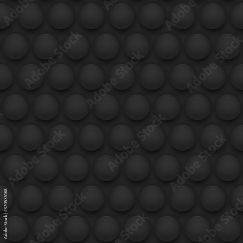 Black 3d background with spheres. Seamless geometric pattern with circles. © DariaBumblebee