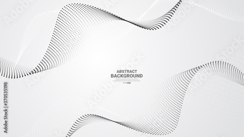 Grey and white abstract background with flowing particles. Digital future technology concept. vector illustration.