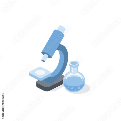 Microscope flask. Vector 3d isometric, color web icons set, new flat style. Creative illustration, idea for infographics.