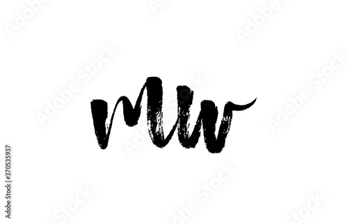 MW M W alphabet letter logo icon combination. Grunge handwritten vintage design. Black white color for business and company