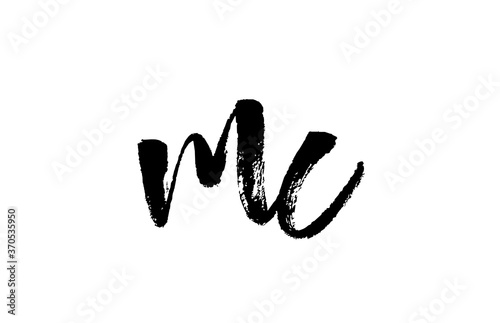 MC M C alphabet letter logo icon combination. Grunge handwritten vintage design. Black white color for business and company
