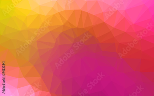Light Pink  Yellow vector shining triangular pattern.