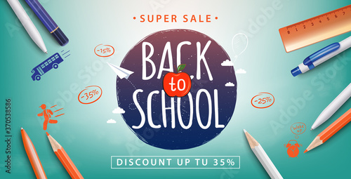 Back to school sale poster. Education background