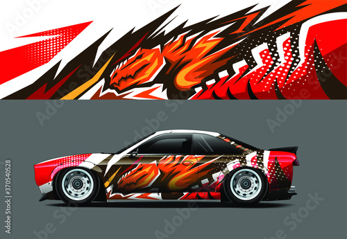 Car decal design vector. Graphic abstract stripe racing background kit designs