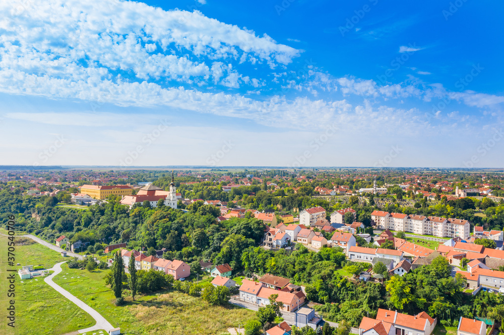 Aerial view of the city of Vukovar, Slavonia and Srijem regions of Croatia

