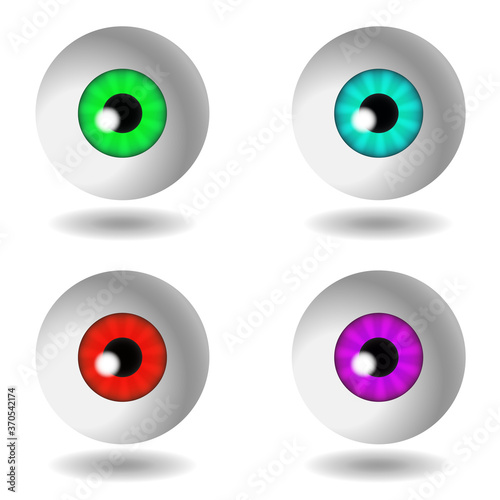 Set of colorful 3d eyes.Realistic vector illustration. © Leonid