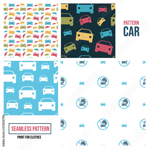 Seamless pattern. Print for clothes. Patterns for packaging. Car icon