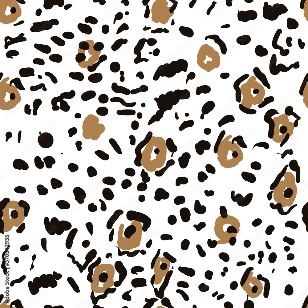 Obraz premium Leopard spotted texture vector illustration. Seamless pattern