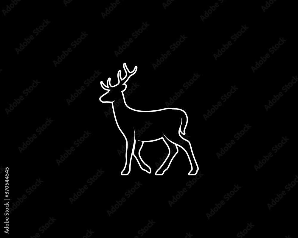 Deer Silhouette on Black Background. Isolated Vector Animal Template for Logo Company, Icon, Symbol etc Deer Silhouette on Black Background. Isolated Vector Animal Template for Logo Company, Icon, Symbol etc