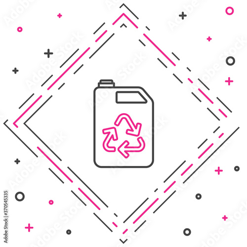 Line Eco fuel canister icon isolated on white background. Eco bio and barrel. Green environment and recycle. Colorful outline concept. Vector Illustration.