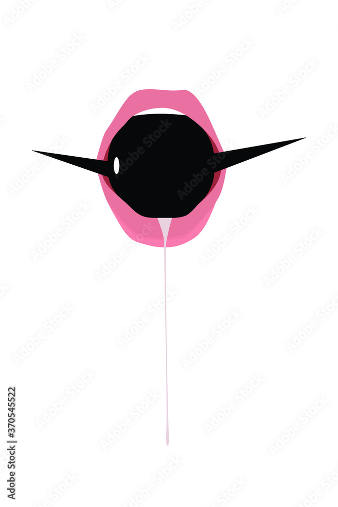 Isolated Black BDSM gag in the woman's mouth