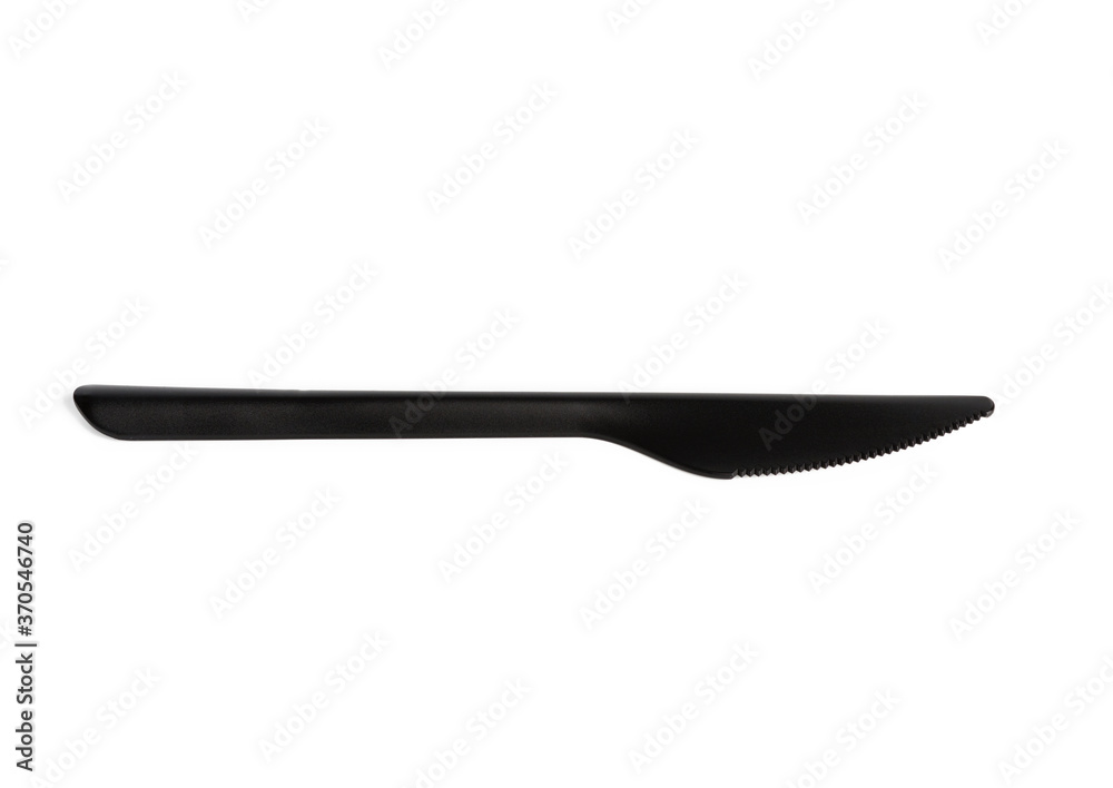 disposable black plastic knife isolated on white background disposable black plastic knife isolated on white background