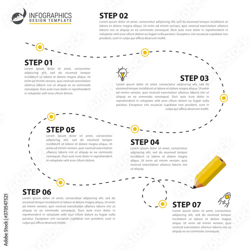 Infographic design template. Timeline concept with 7 steps