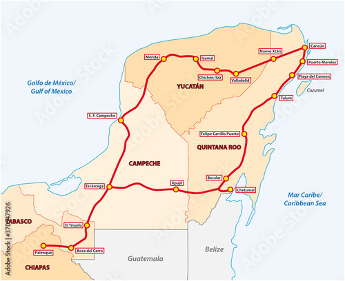planned route of the Mayan Train in Mexico