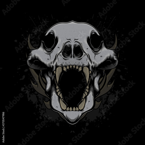 wolf head skull vector