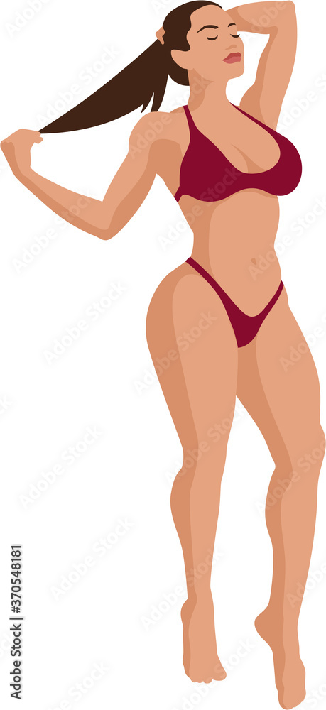 Beautiful girl posing in new sexy hot bikini underwear. Fashion fitness body shape clothes