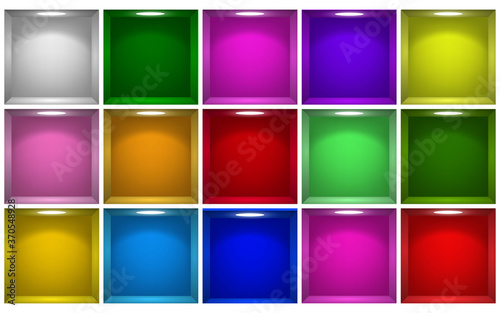 colorful shelf white colorful spotlight in the room