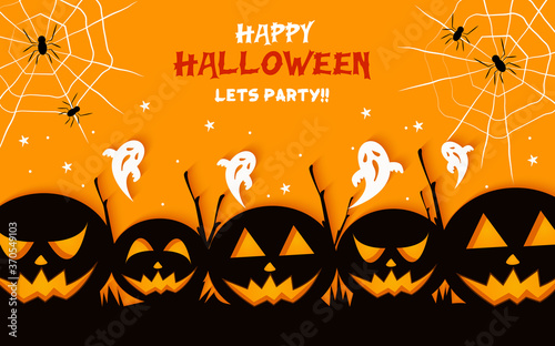 Evil pumpkins. Happy halloween party background