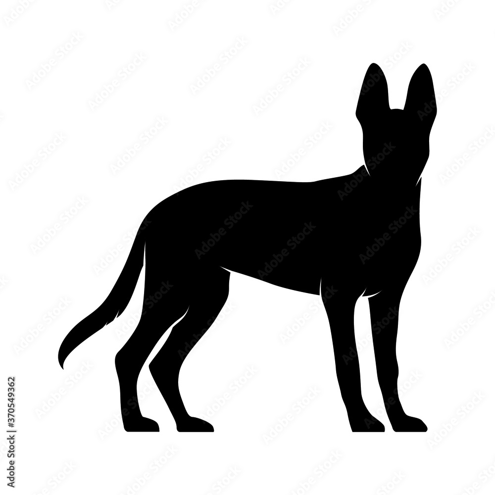 Dog Silhouette on White Background. Isolated Vector Animal Template for Logo Company, Icon, Symbol etc