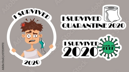 I survived 2020 concept. Stikers set.