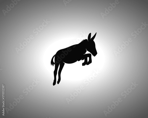 Donkey Silhouette on White Background. Isolated Vector Animal Template for Logo Company, Icon, Symbol etc