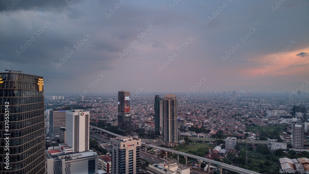 Jakarta Cityscape Night and Sunset