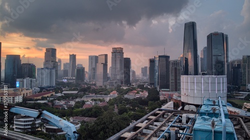 Jakarta Cityscape Night and Sunset
