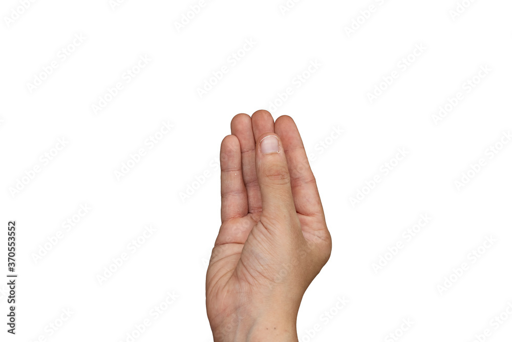 Woman's hand holding something, isolated on white background Woman's hand holding something, isolated on white background