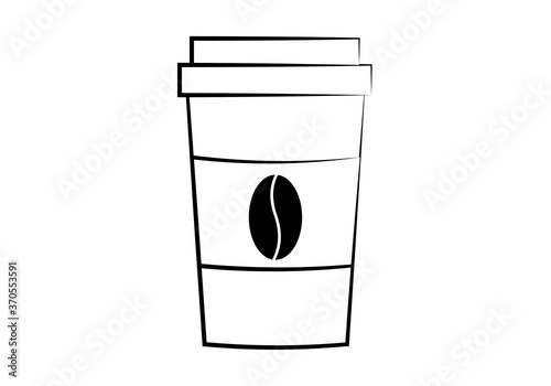 Icono negro de un vaso con un grano de café. 