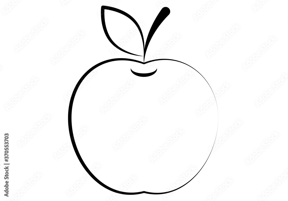Silueta de una manzana negra en fondo blanco. Silueta de una manzana negra en fondo blanco.