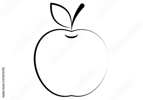 Silueta de una manzana negra en fondo blanco.