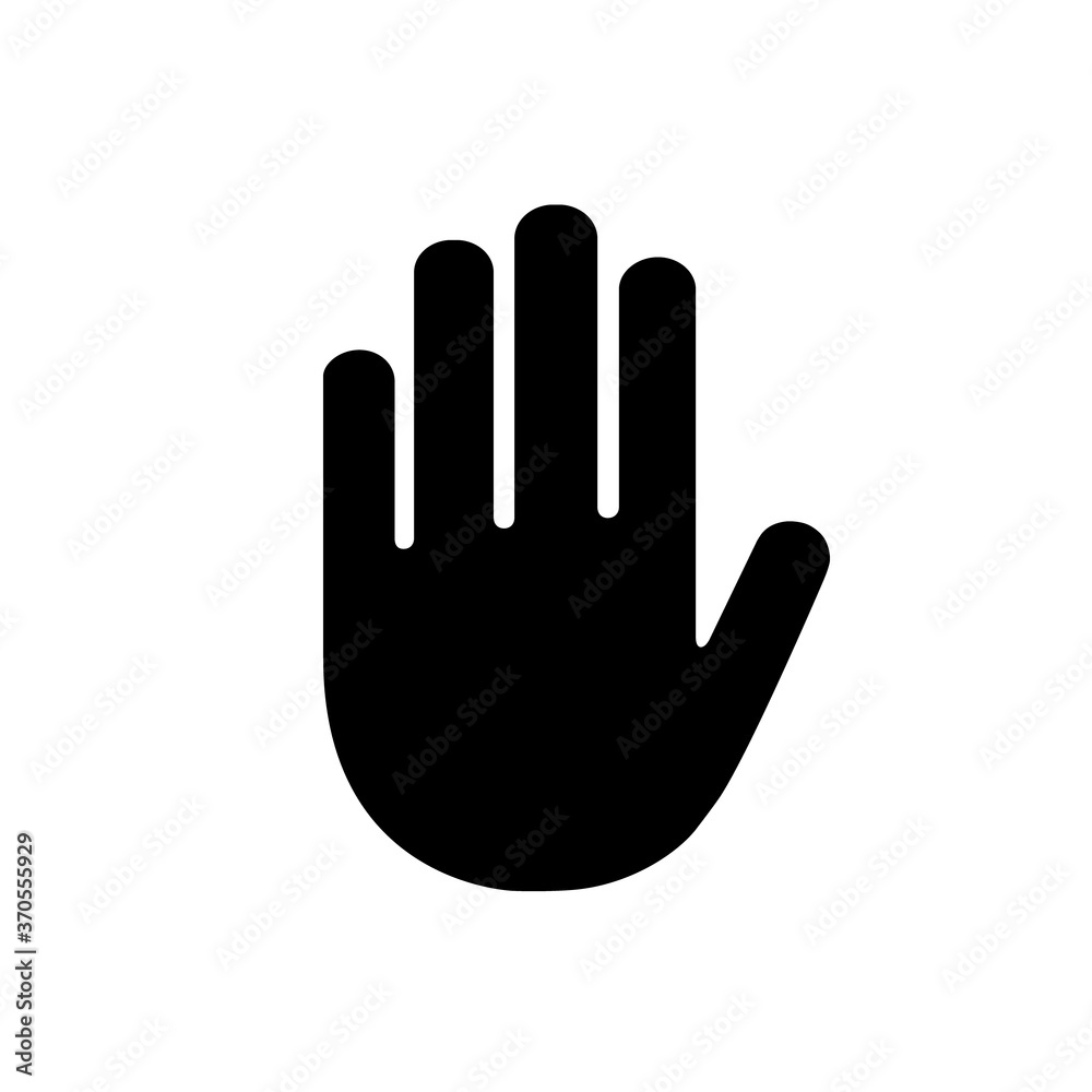 Hand icon. Vector stop symbol. Palm outline. Sign silhouette hand Hand icon. Vector stop symbol. Palm outline. Sign silhouette hand